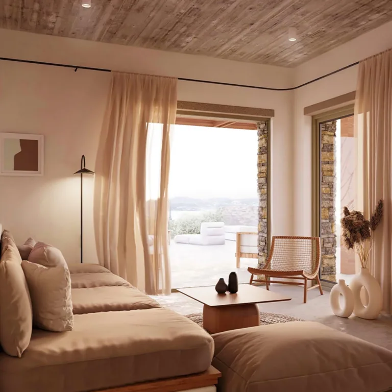 K Paros Luxury Villa Living Room Sea View